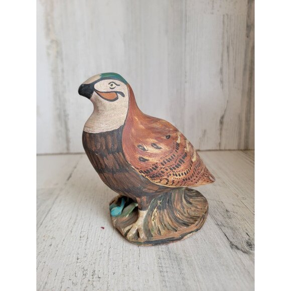 Vintage quail bird pottery unique home decor animal woods heavy - Picture 1 of 9